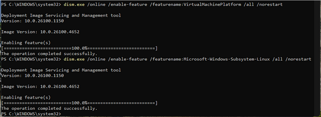 WSL enable feature