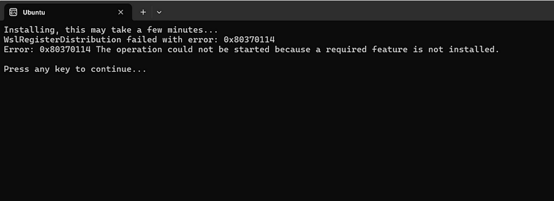 WSL install error in the terminal