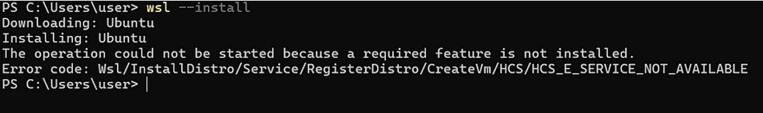 WSL missing feature error