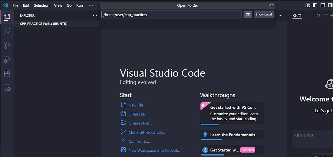 open WSL folder